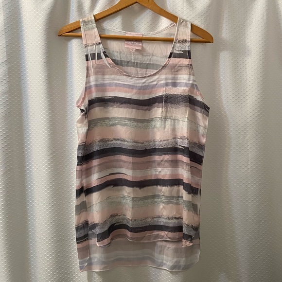 Romeo & Juliet Couture Tops - {Romeo & Juliet Couture} Pink & Gray Striped Top - Medium